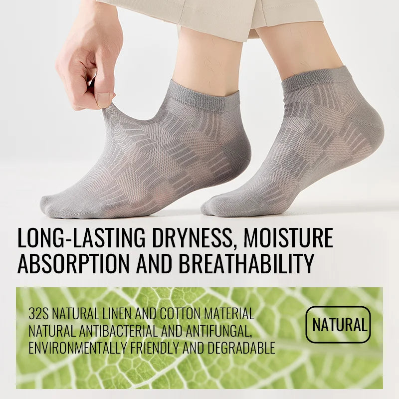 EcoBreathe™ - Meias Premium de Cânhamo e Algodão - Antibacteriana Anti-Suor - Kit 5 Pares