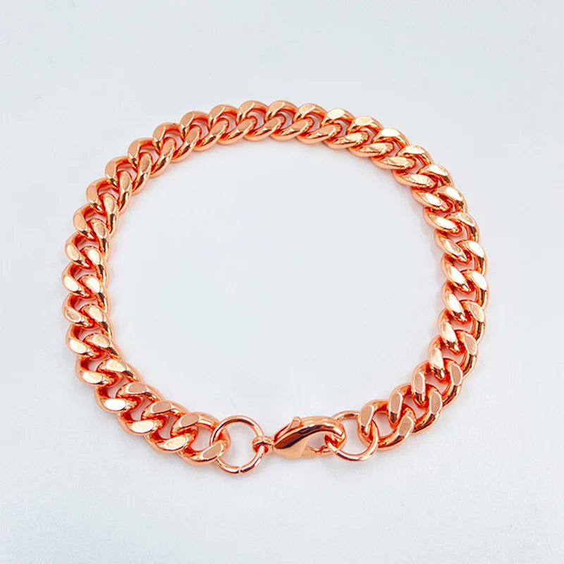 Pulseira de Cobre com Banho Rose Gold | Elegância Unissex - RoseLink™