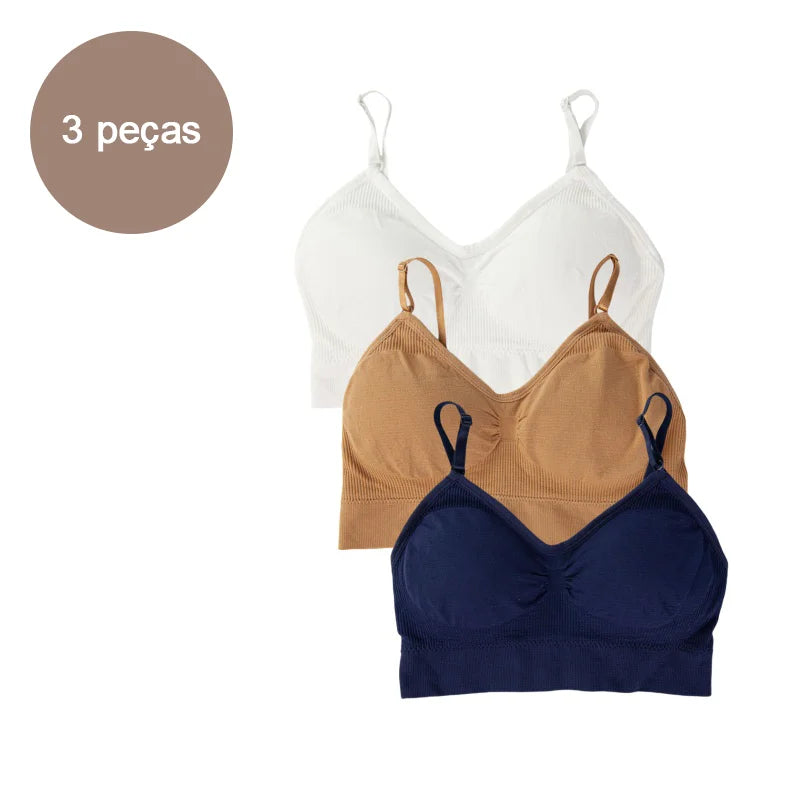 Kit 3 Sutiãs Femininos em Poliéster | Lingerie Íntima Sexy e Confortável