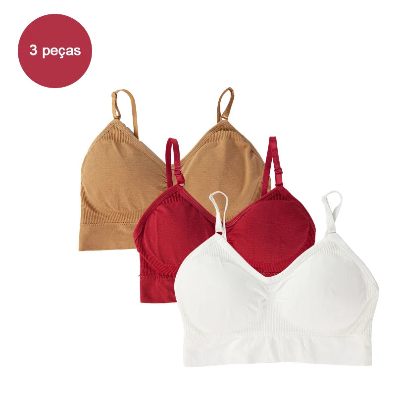 Kit 3 Sutiãs Femininos em Poliéster | Lingerie Íntima Sexy e Confortável