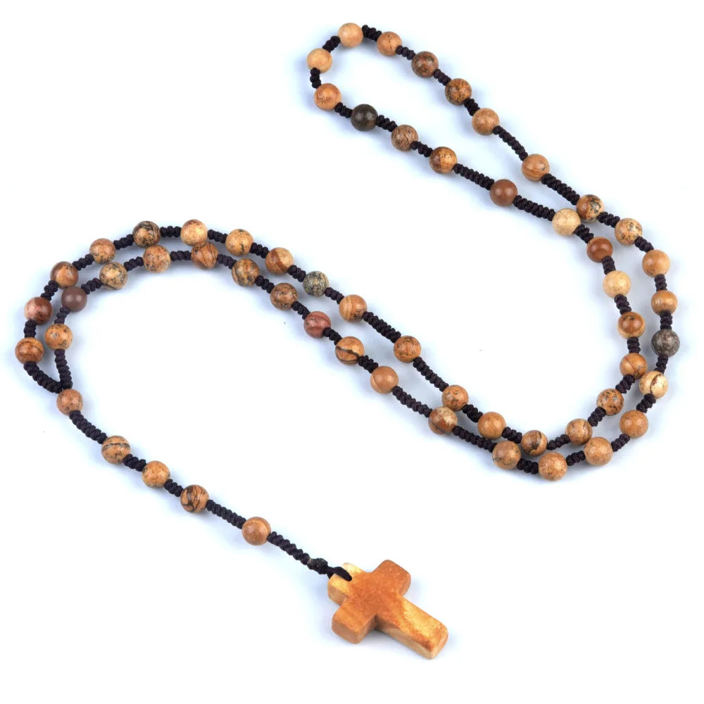 Cordão com Crucifixo de Cristais Naturais - Proteção Espiritual e Cura Energética | Fé Cristã