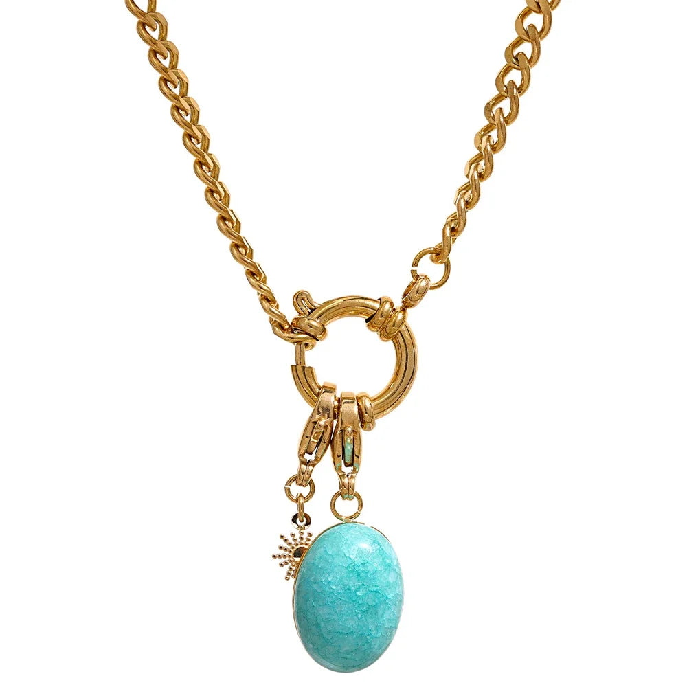 Colar Amazonite Serenidade - Pedra Natural | Portal de Intuição e Paz Interior