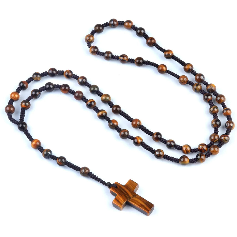 Cordão com Crucifixo de Cristais Naturais - Proteção Espiritual e Cura Energética | Fé Cristã