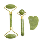 Kit Massagem Facial Jade Natural JadeFlow™ | Roller & Gua Sha - Equilíbrio e Prosperidade