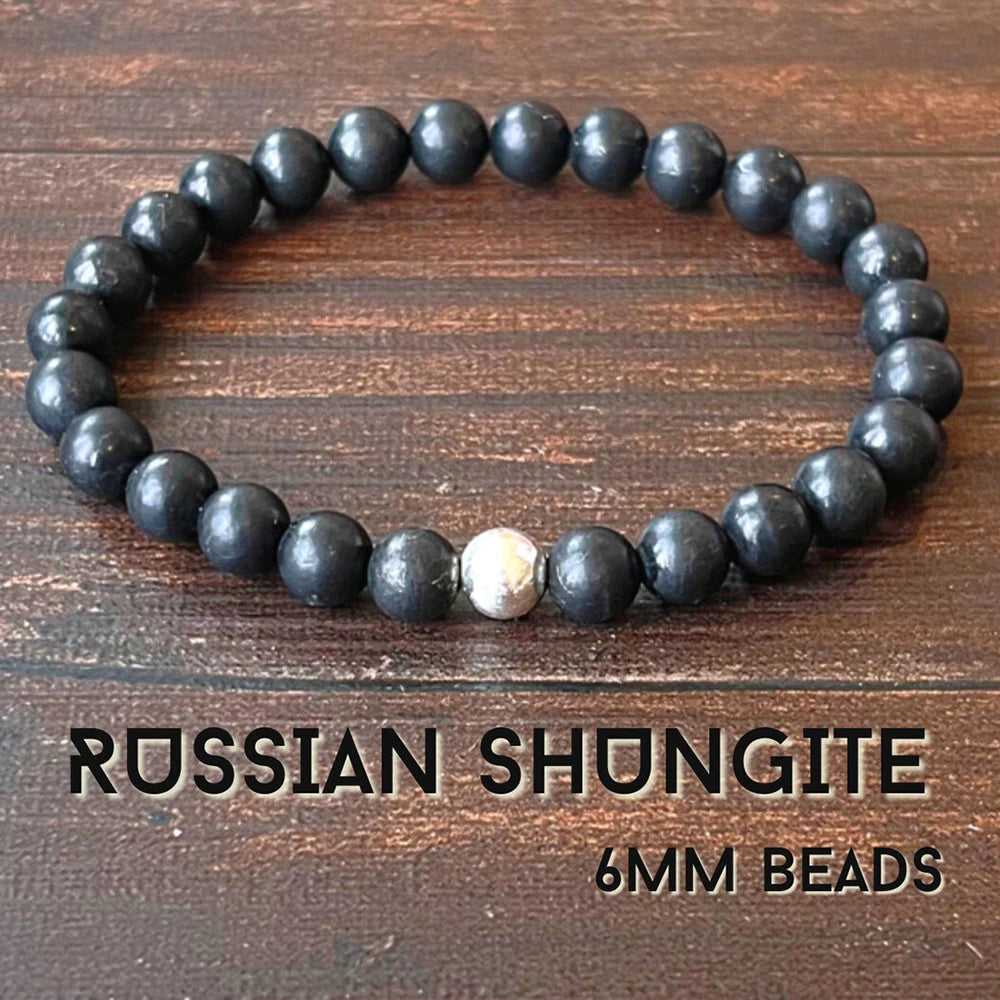 ShungiteStack™ - Pulseira Empilhada de Shungita Russa | Chakra Raiz e Proteção EMF