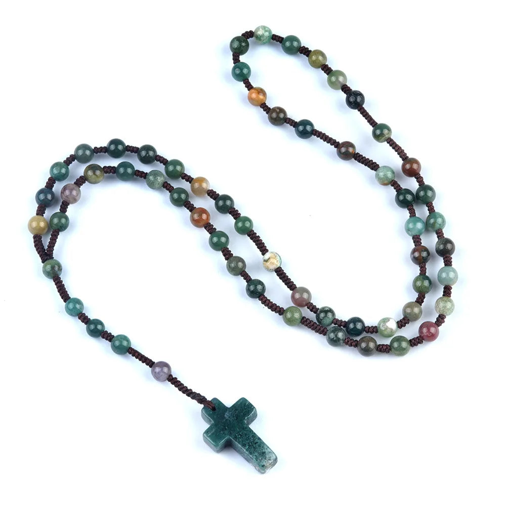 Cordão com Crucifixo de Cristais Naturais - Proteção Espiritual e Cura Energética | Fé Cristã