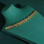 GoldLink Vintage™ - Bracelete Banhado a Ouro 18K | Design Atemporal Inspirado em Relógios de Luxo