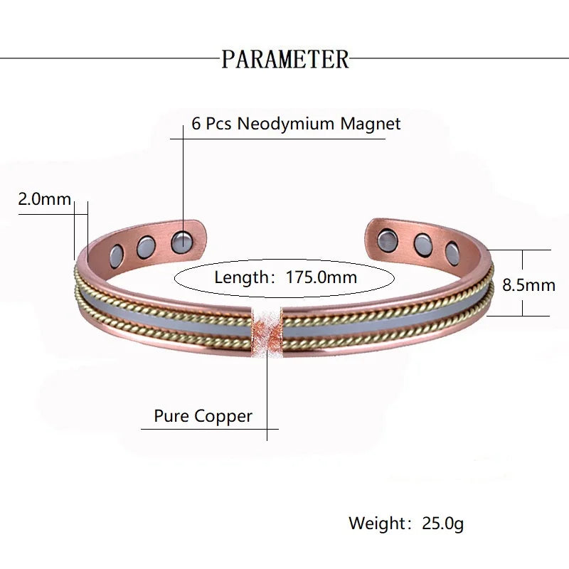 Bracelete e Anel de Cobre com Magneto - Terapia da Mulher