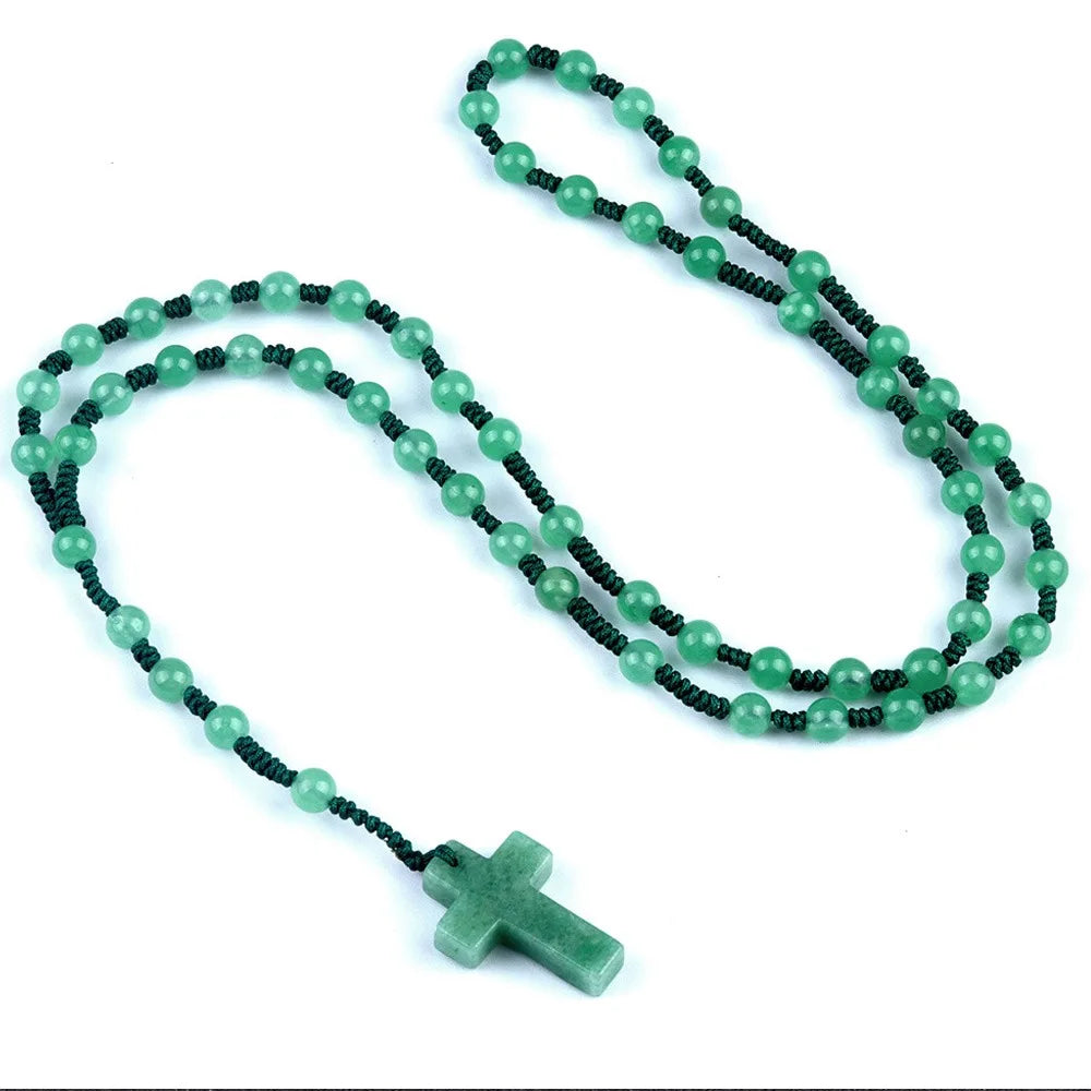 Cordão com Crucifixo de Cristais Naturais - Proteção Espiritual e Cura Energética | Fé Cristã