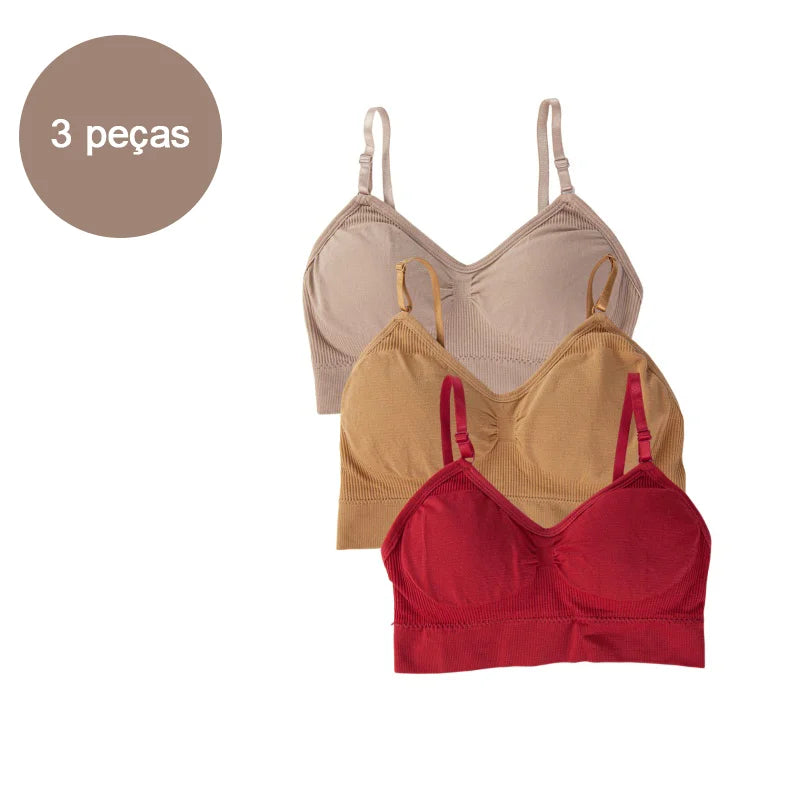 Kit 3 Sutiãs Femininos em Poliéster | Lingerie Íntima Sexy e Confortável