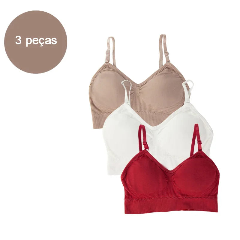 Kit 3 Sutiãs Femininos em Poliéster | Lingerie Íntima Sexy e Confortável