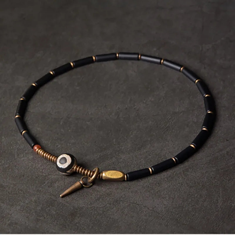 Pulseira Tibetana de Cobre com Ágata Negra - Terapia da Mulher