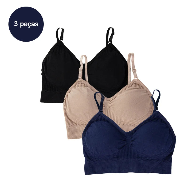 Kit 3 Sutiãs Femininos em Poliéster | Lingerie Íntima Sexy e Confortável