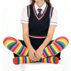 Kit 2 Pares de Meias Cano Longo Femininas Listradas | CandyFlow™