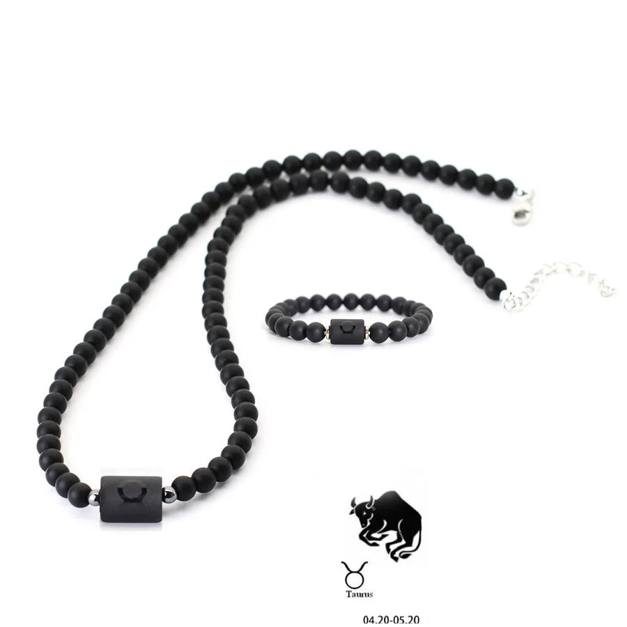 Conjunto Zodíaco - Colar e Bracelete de Onix