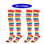 Kit 2 Pares de Meias Cano Longo Femininas Listradas | CandyFlow™