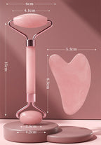 Kit Massagem Facial Quartzo Rosa RoseGlow™ | Roller & Gua Sha - Beleza e Amor-Próprio