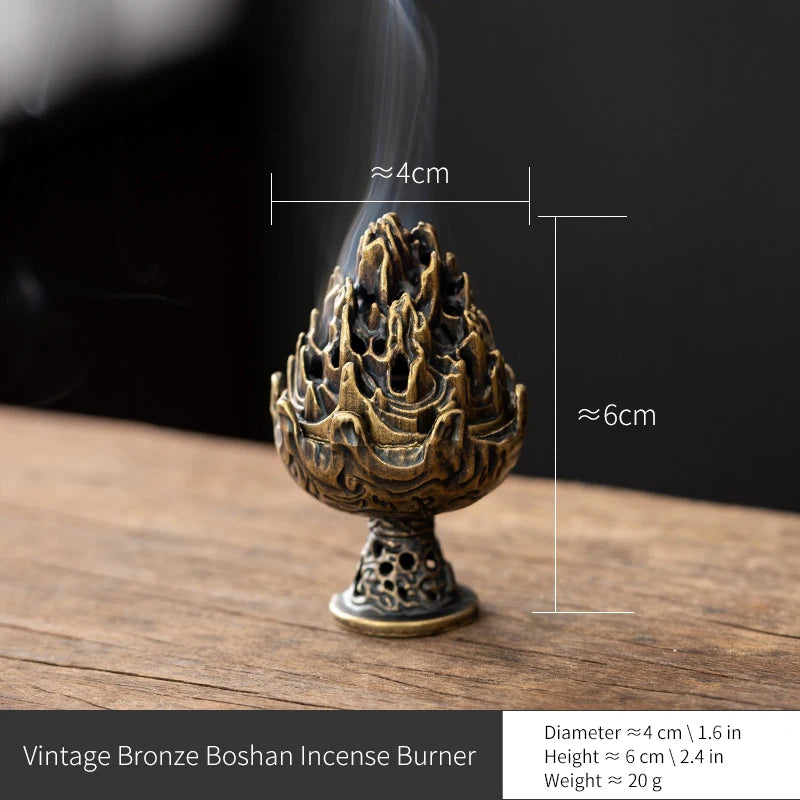 Incensário Boshan MountainMist™ | Bronze Vintage Dinastia Han - Arte Ancestral Chinesa