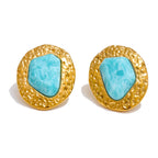 Brinco Dourado com Amazonite - Elegância e Equilíbrio