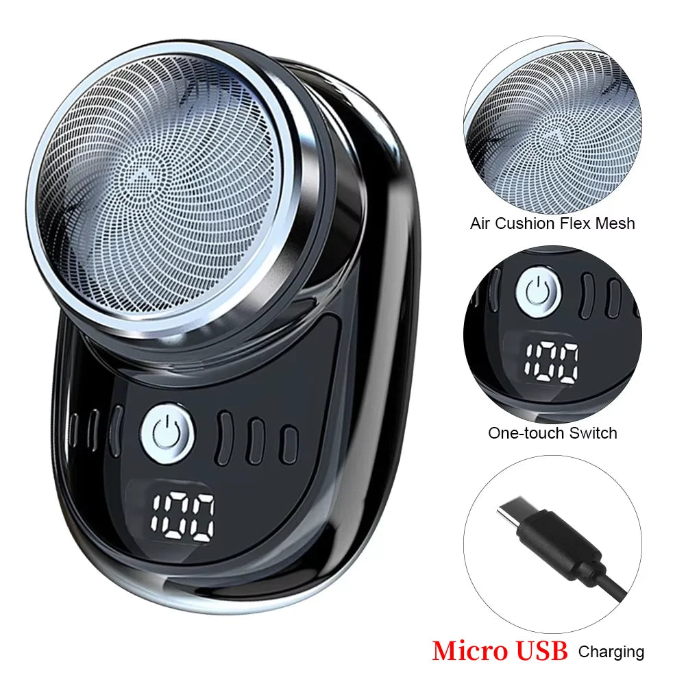 TravelShave Pro™ - Barbeador Portátil Mini USB Recarregável | Display Digital e Lâminas Aço Inox