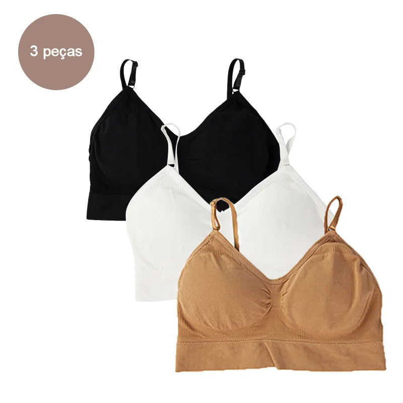 Kit 3 Sutiãs Femininos em Poliéster | Lingerie Íntima Sexy e Confortável