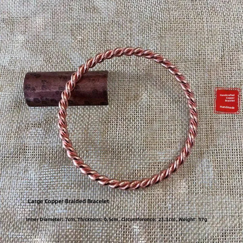 Bracelete de Cobre Puro Trançado Artesanal - Energia Natural e Bem-Estar