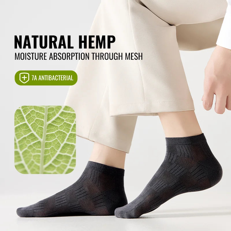EcoBreathe™ - Meias Premium de Cânhamo e Algodão - Antibacteriana Anti-Suor - Kit 5 Pares