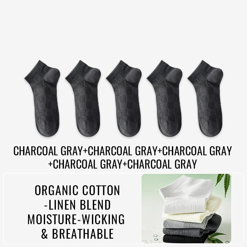 EcoBreathe™ - Meias Premium de Cânhamo e Algodão - Antibacteriana Anti-Suor - Kit 5 Pares