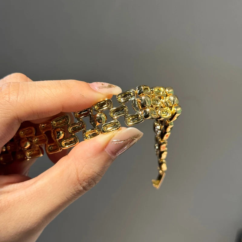 GoldLink Vintage™ - Bracelete Banhado a Ouro 18K | Design Atemporal Inspirado em Relógios de Luxo