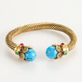 IndiaLux™ - Bracelete Vintage Indiano de Cobre com Pedras Coloridas