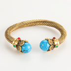 IndiaLux™ - Bracelete Vintage Indiano de Cobre com Pedras Coloridas