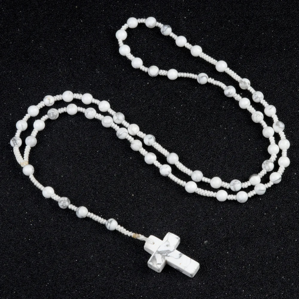 Cordão com Crucifixo de Cristais Naturais - Proteção Espiritual e Cura Energética | Fé Cristã