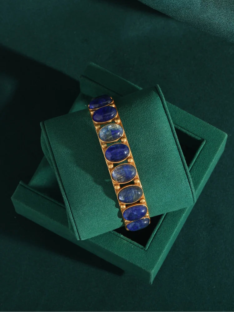 Bracelete Opala Celestial - Cobre com Banho Ouro 18k | Elegância Vintage Premium