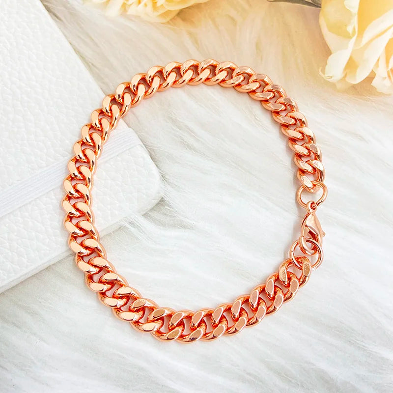 Pulseira de Cobre com Banho Rose Gold | Elegância Unissex - RoseLink™