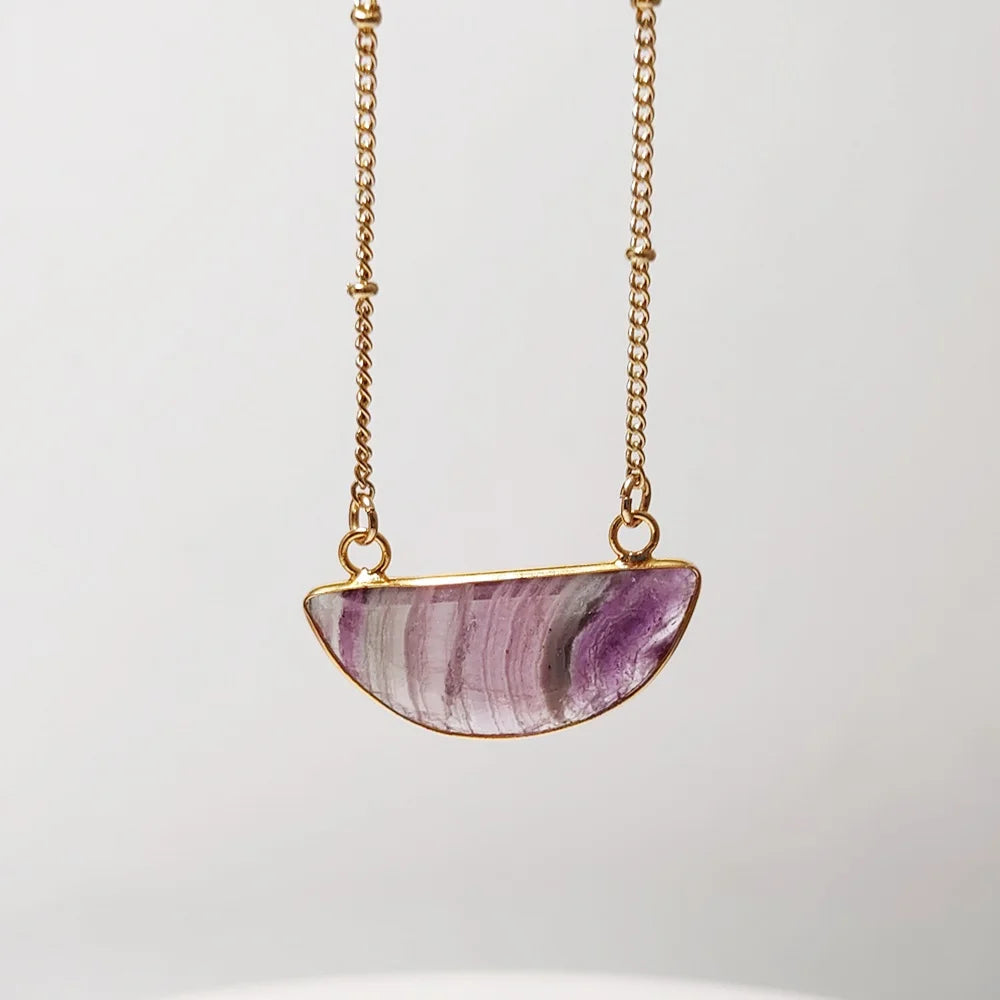 Colar de Cristal Natural com Corrente Satélite | Pingente Coração de Amazonita - CrystalHeart™