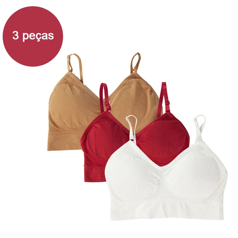 Kit 3 Sutiãs Femininos em Poliéster | Lingerie Íntima Sexy e Confortável
