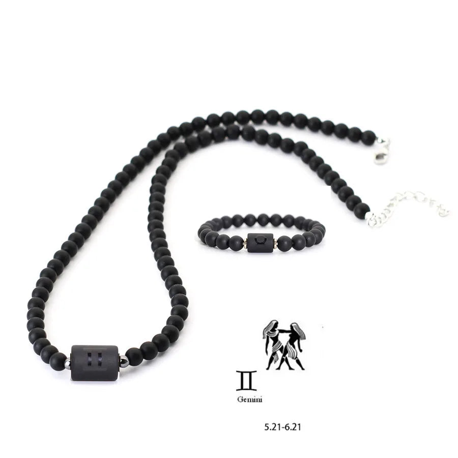 Conjunto Zodíaco - Colar e Bracelete de Onix