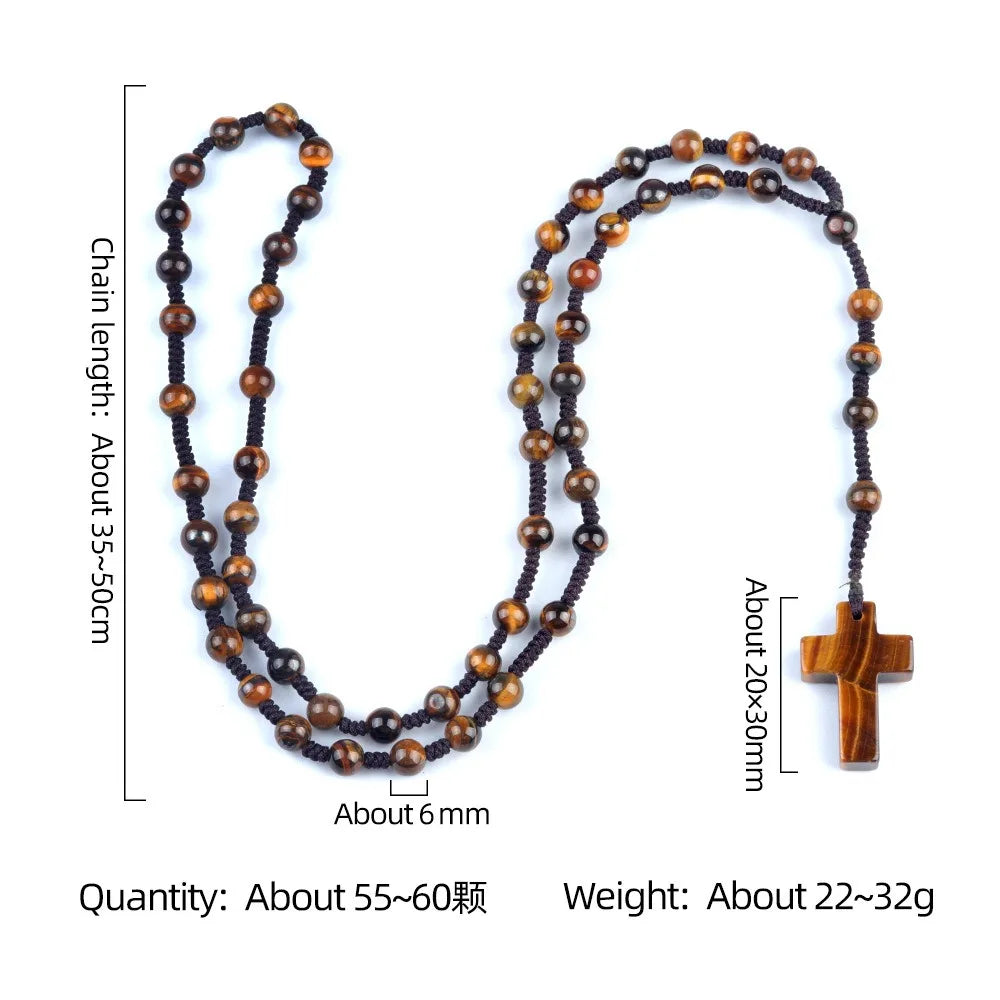 Cordão com Crucifixo de Cristais Naturais - Proteção Espiritual e Cura Energética | Fé Cristã