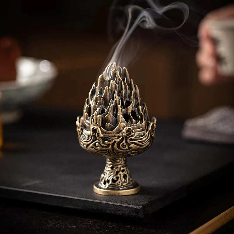 Incensário Boshan MountainMist™ | Bronze Vintage Dinastia Han - Arte Ancestral Chinesa