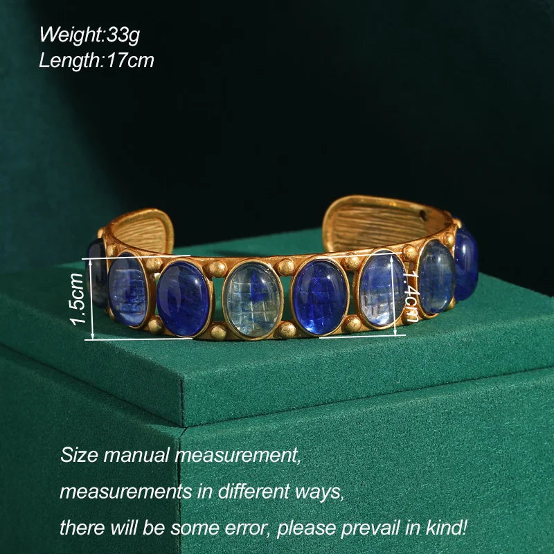 Bracelete Opala Celestial - Cobre com Banho Ouro 18k | Elegância Vintage Premium