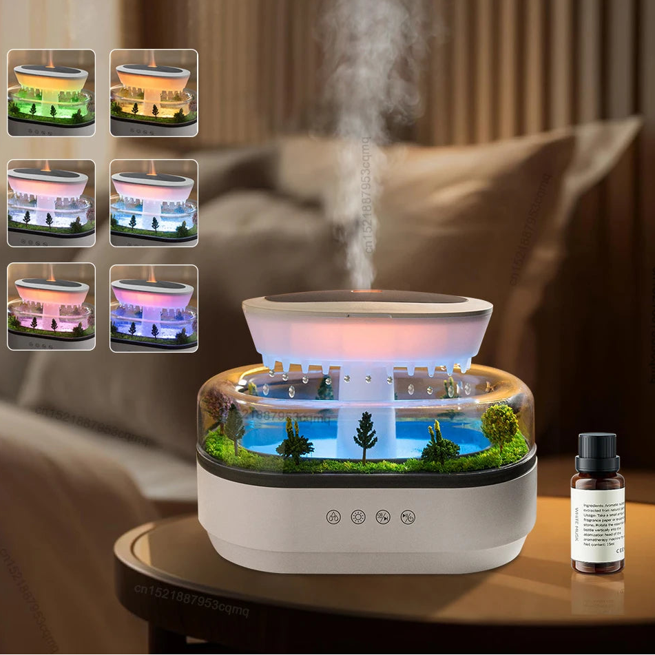 Difusor Ultrassônico Gota de Chuva com Ruído Branco - Aromaterapia e Sono Profundo | RainDream™