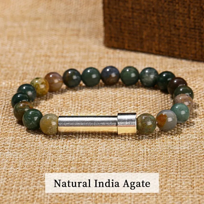 Pulseira de Mensagem Secreta com Pedras Naturais | Tubo para Desejos e Afirmações - SecretWish™