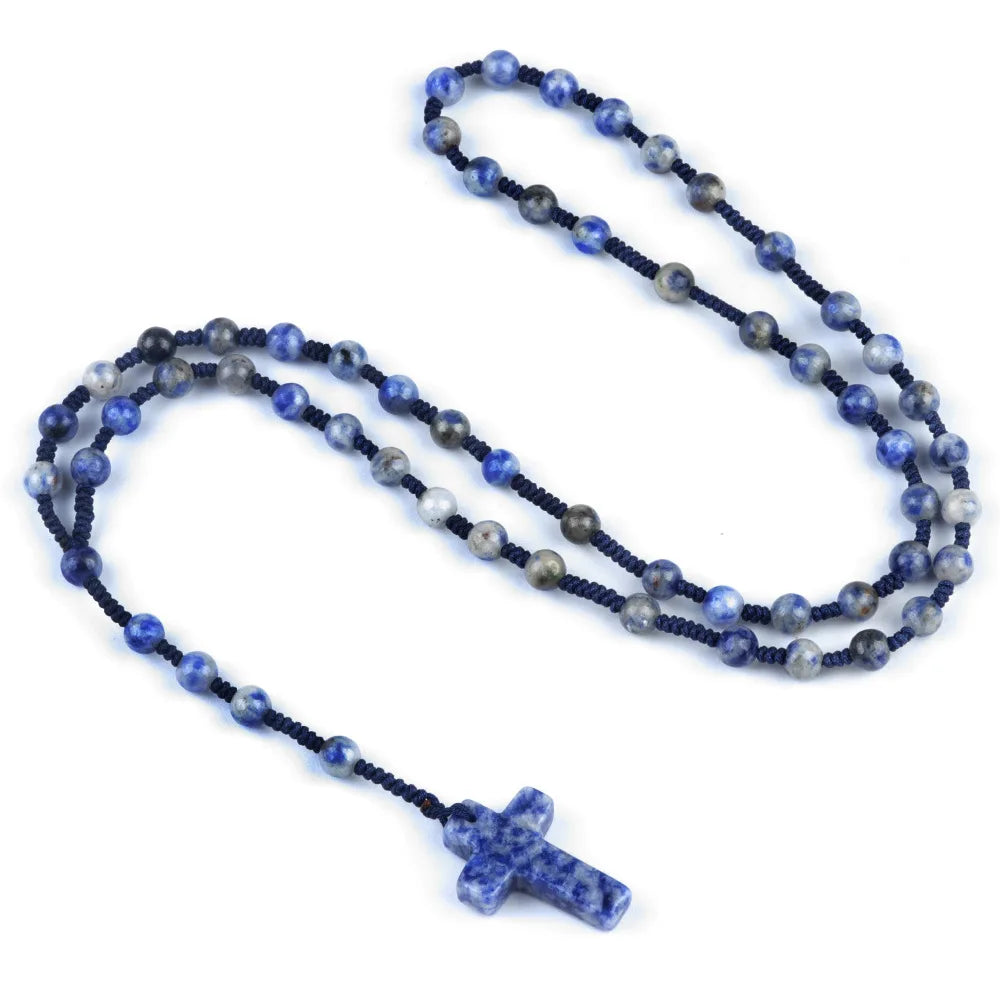 Cordão com Crucifixo de Cristais Naturais - Proteção Espiritual e Cura Energética | Fé Cristã