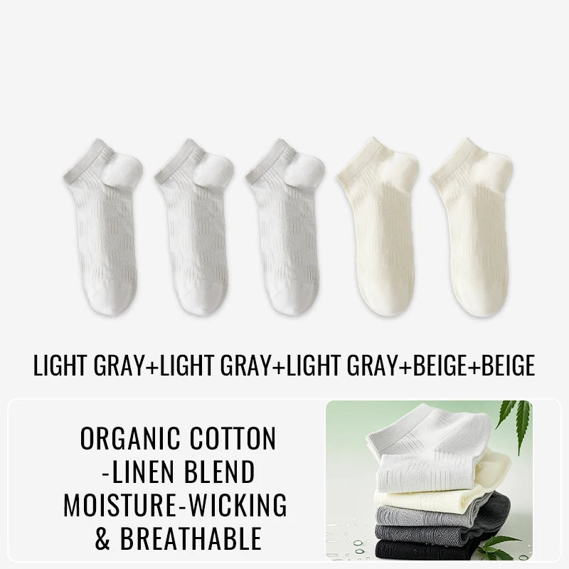 EcoBreathe™ - Meias Premium de Cânhamo e Algodão - Antibacteriana Anti-Suor - Kit 5 Pares