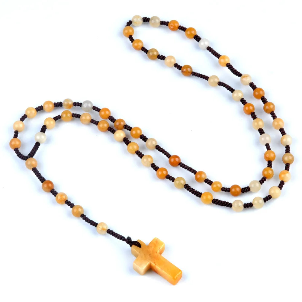 Cordão com Crucifixo de Cristais Naturais - Proteção Espiritual e Cura Energética | Fé Cristã