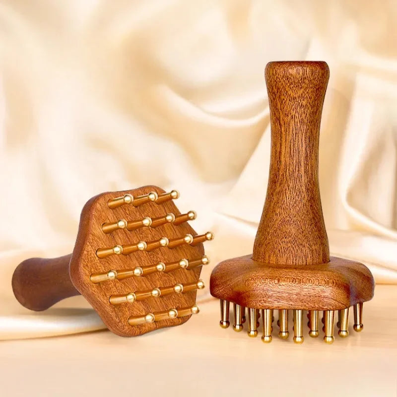 AuraComb™ Pro - Guasha de Cobre e Madeira | Terapia Bioenergética