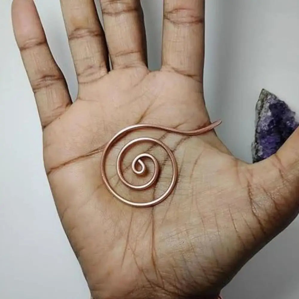 Espiral Ancestral de Cobre - Anel Energético para Palma | Conexão Milenar e Bem-estar