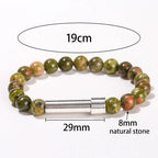 Pulseira de Mensagem Secreta com Pedras Naturais | Tubo para Desejos e Afirmações - SecretWish™