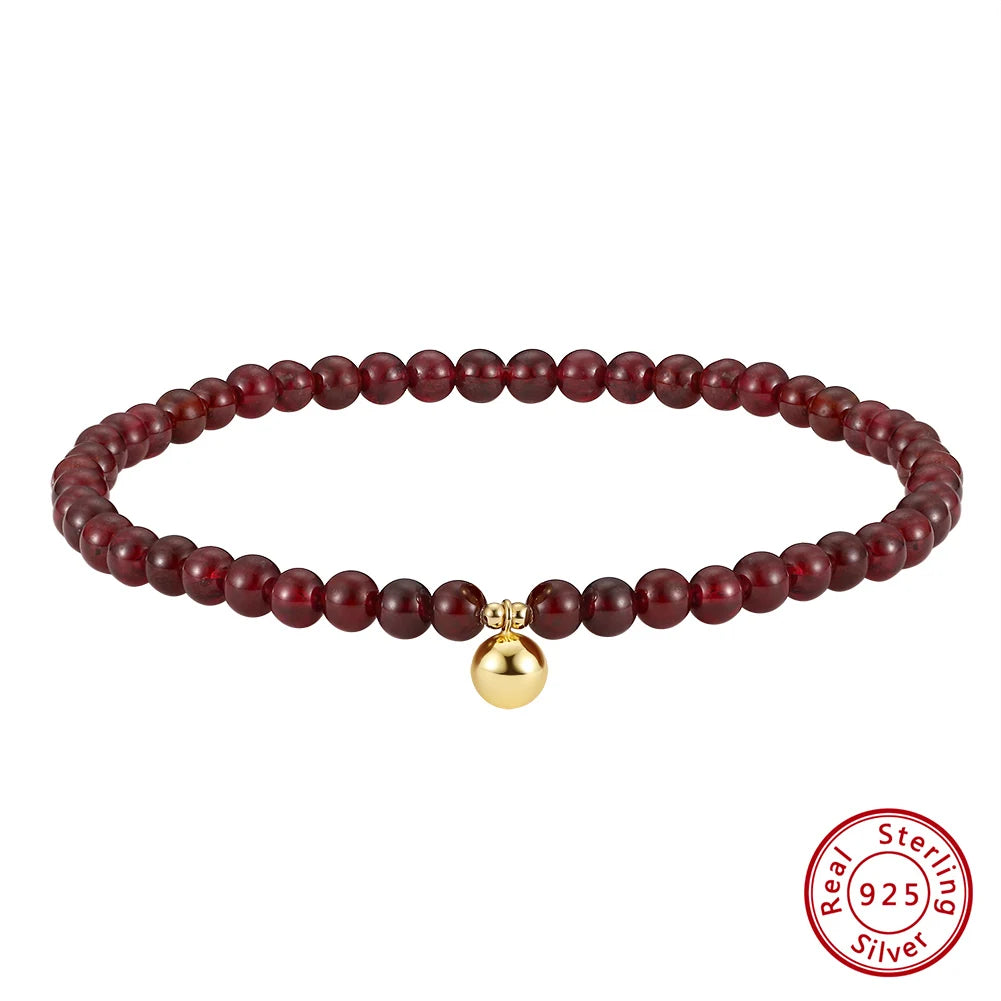 Tornozeleira da Proteção em Prata 925 | Black Spinel ou Garnet