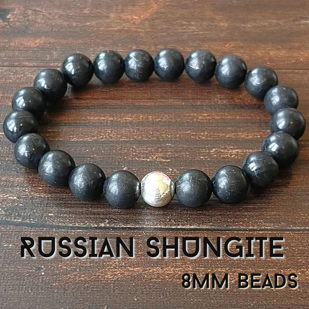 ShungiteStack™ - Pulseira Empilhada de Shungita Russa | Chakra Raiz e Proteção EMF